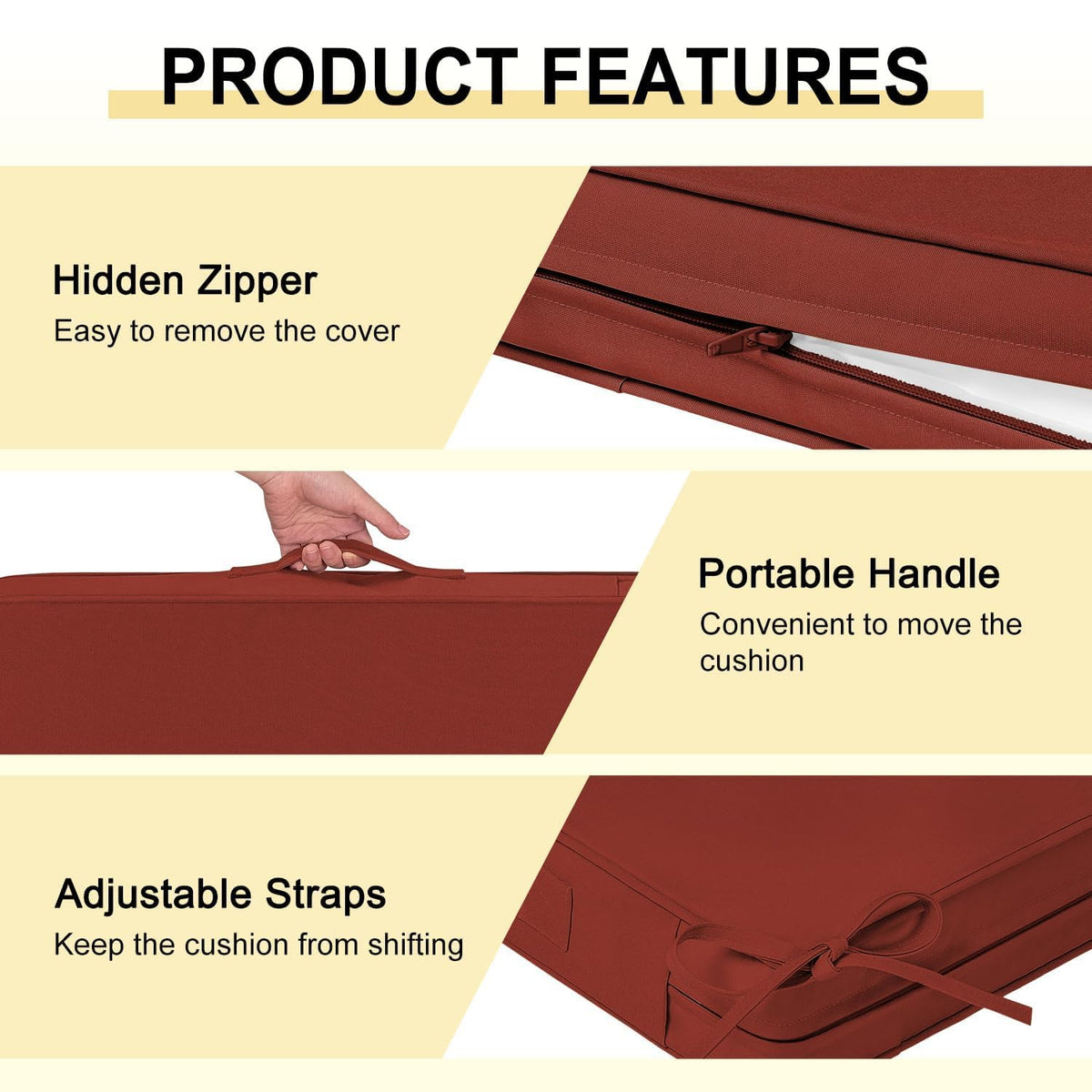 downluxe cushion with convenient handle for easy carrying