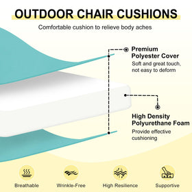 Downluxe teal cushion on an outdoor chair for cozy lounging