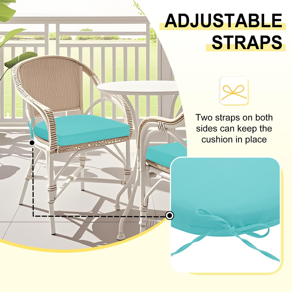 Downluxe outdoor chair cushion teal resists sun and rain exposure