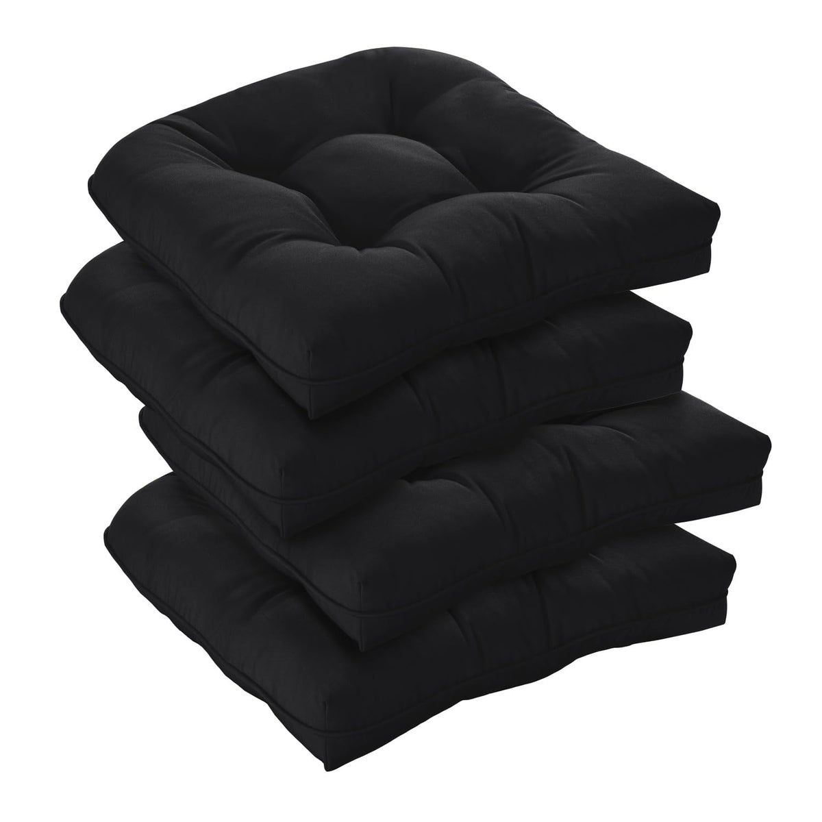 Downluxe outdoor chair cushions 19x19x5 in black provide water resistance and all-day support.