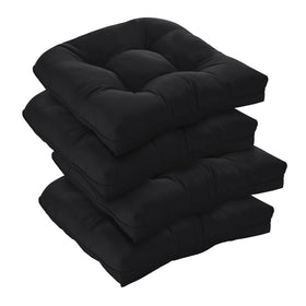 Downluxe outdoor chair cushions 19x19x5 in black provide water resistance and all-day support.
