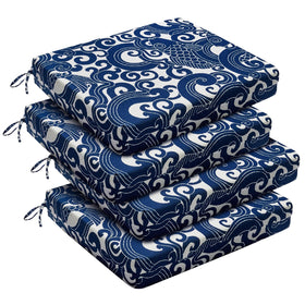 Downluxe outdoor chair cushions in blue, front view, add stylish comfort to patio seating.