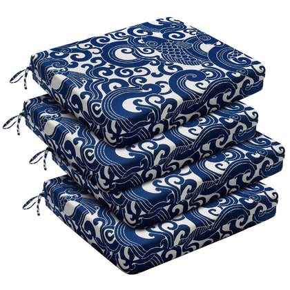 Downluxe outdoor chair cushions in blue, front view, add stylish comfort to patio seating.