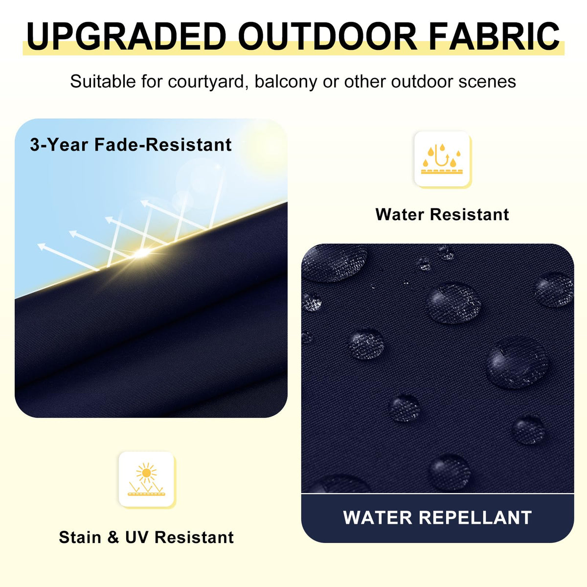 Downluxe high-density foam cushions providing soft, supportive back and hips