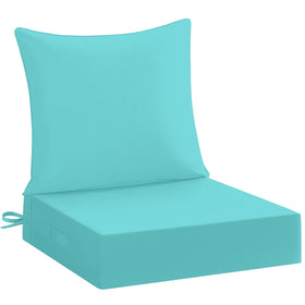 downluxe teal 24x24 seat cushion shows waterproof, fade-resistant fabric