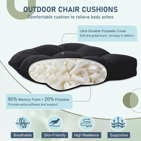 Downluxe tufted-detail cushions provide a stylish look and secure, non-slip fit.