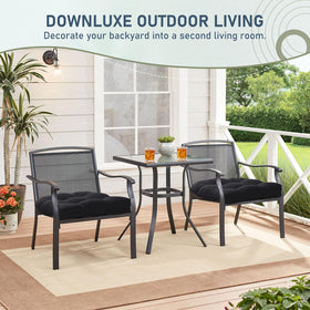 Downluxe cushions suit balcony, garden, and porch seating setups.