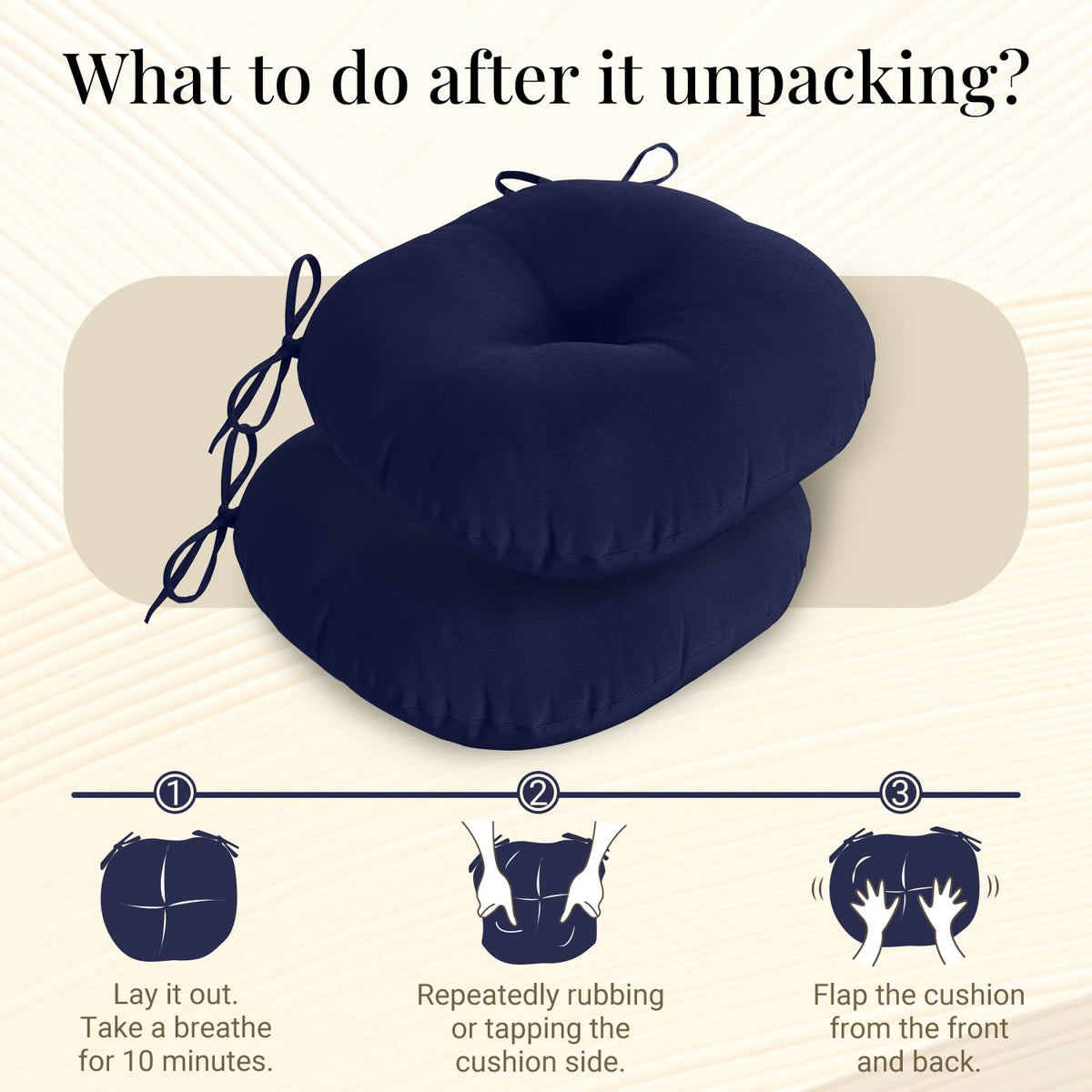 Downluxe navy cushion on a patio setup, elevating outdoor seating.