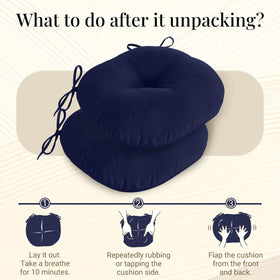 Downluxe navy cushion on a patio setup, elevating outdoor seating.