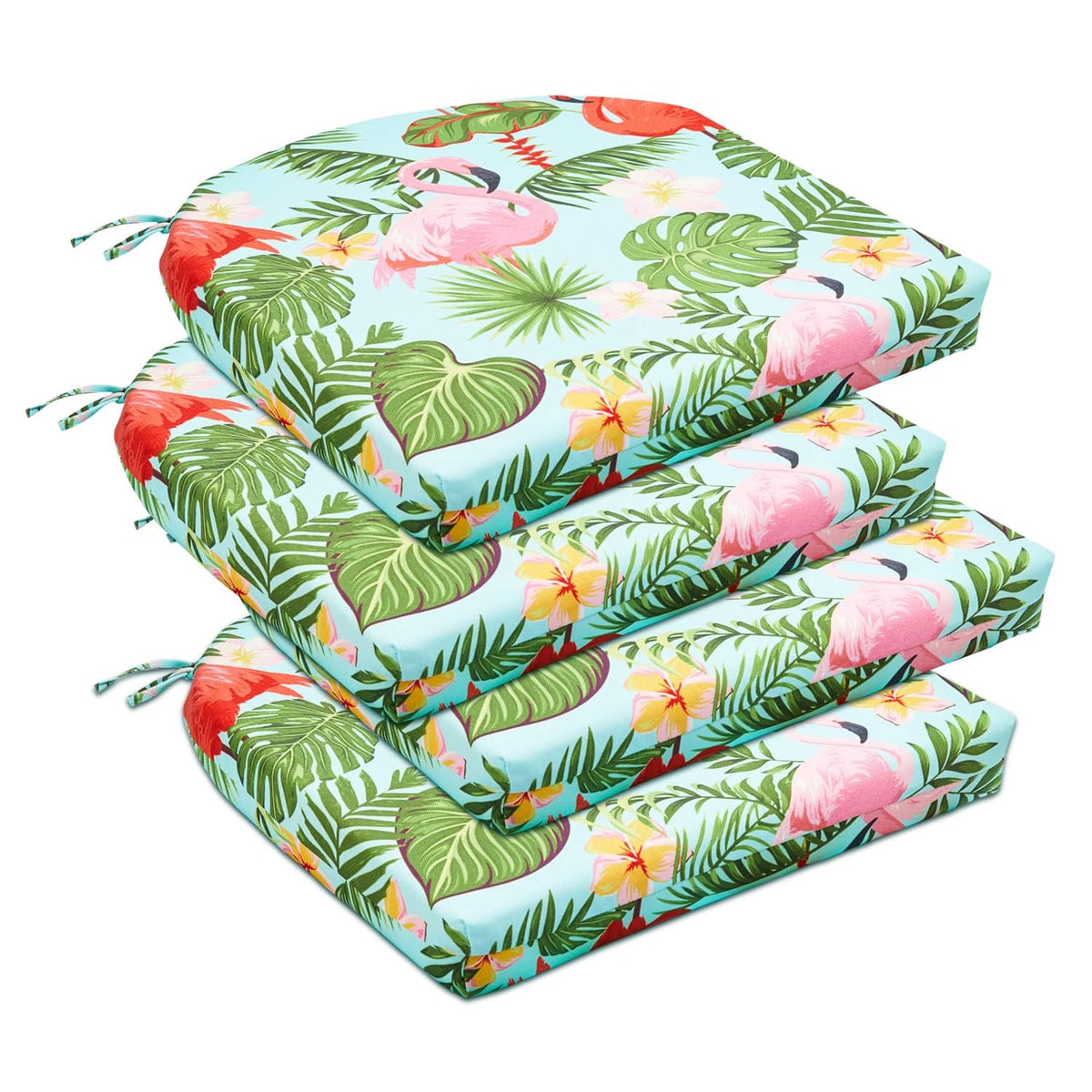 Downluxe tropical flamingo outdoor chair cushion provides water resistant comfort