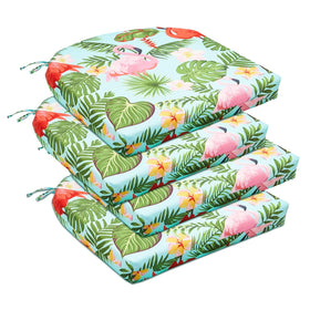 Downluxe tropical flamingo outdoor chair cushion provides water resistant comfort