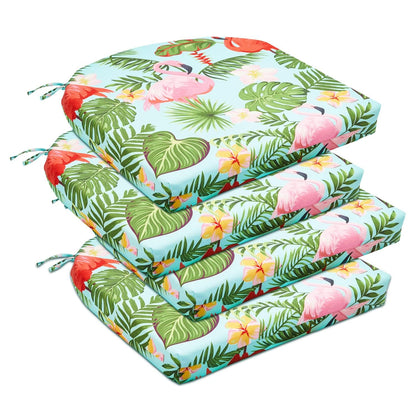 Downluxe tropical flamingo outdoor chair cushion provides water resistant comfort