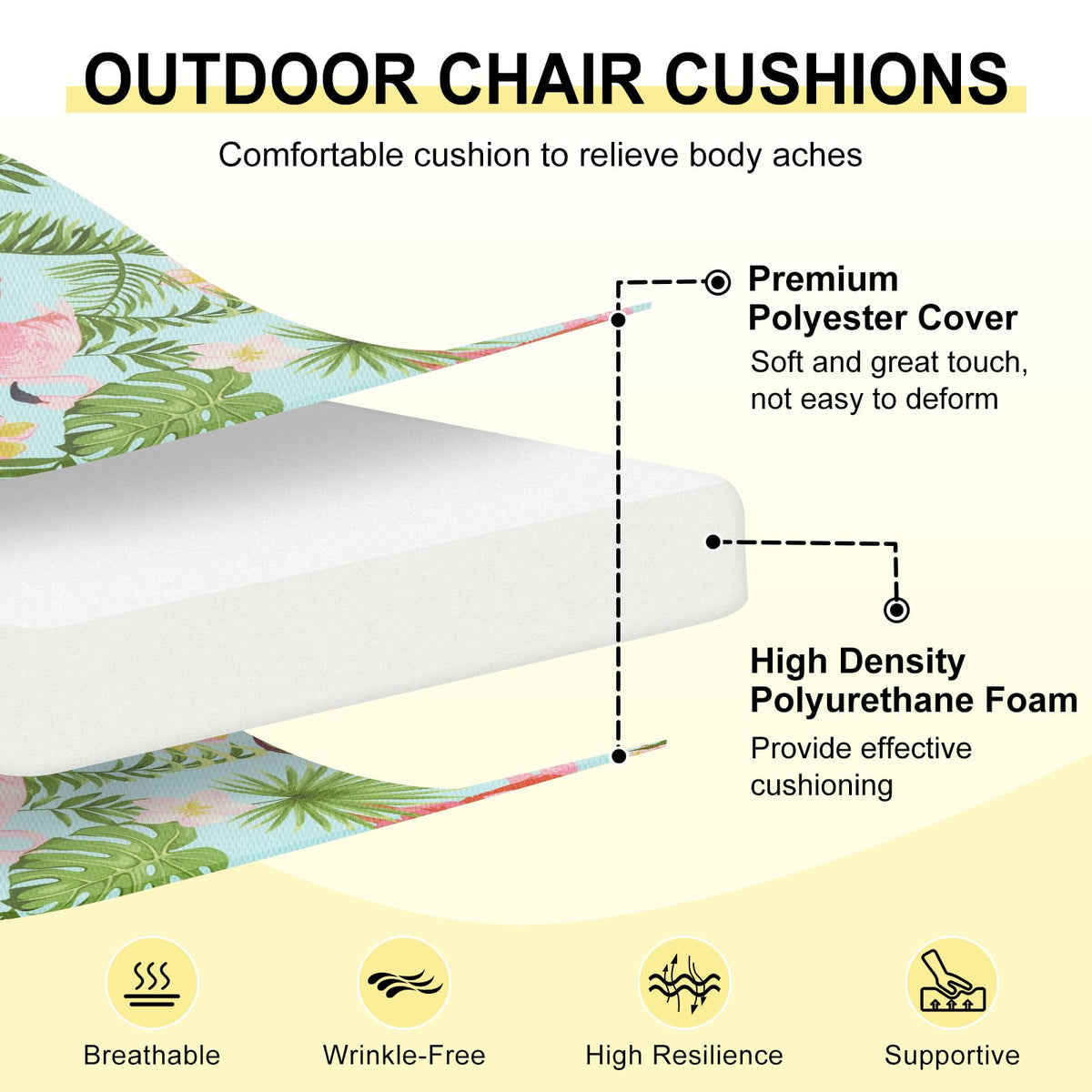 Downluxe tropical flamingo cushion adds bright style and comfort to patios