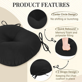 two ties secure cushion to chair edge for non slip