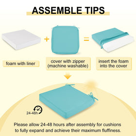 Downluxe teal cushions with removable cover, simple washing options.