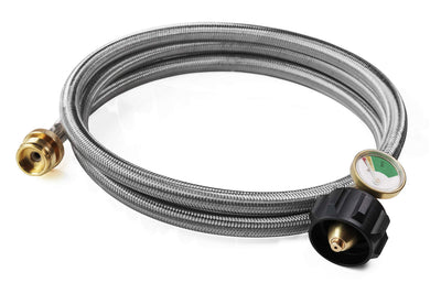 DOZYANT 6ft stainless braided hose with gauge for versatile propane setups