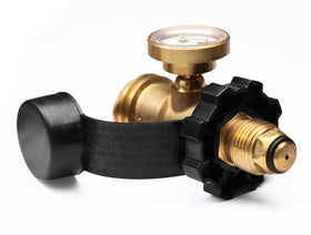 Brass construction and compact design from DOZYANT adapter on a propane tank.