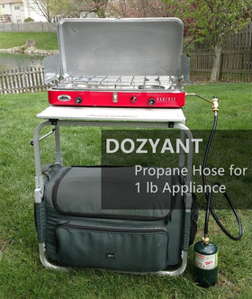 DOZYANT outdoor cooking setup for camping and tailgating with propane appliances