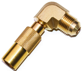 Dozyant propane elbow adapter with three-eighths flare for a secure connection.