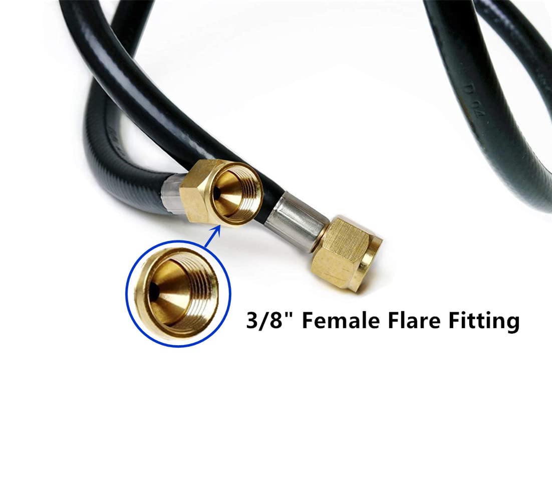 DOZYANT propane hose connected to a fire pit and smoker setup