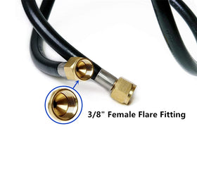 DOZYANT propane hose connected to a fire pit and smoker setup