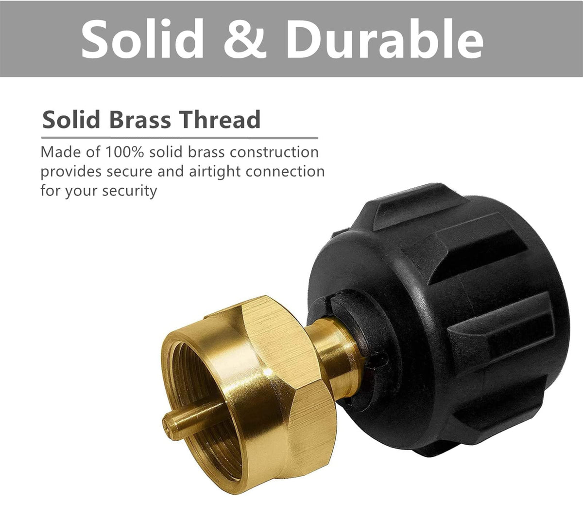 DOZYANT propane refill adapter nozzle view—clear connection for proper flow.