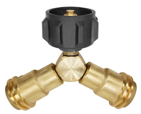 DOZYANT propane splitter 2-way tee connects two appliances from one tank.