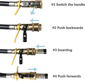DOZYANT quick-connect ends showing safe connection to RV system