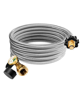 DPB 12FT propane hose with gauge displays tank level for safe grilling