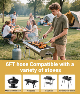 DPB hose suited for grills, heaters, and fire pits with low-pressure propane.