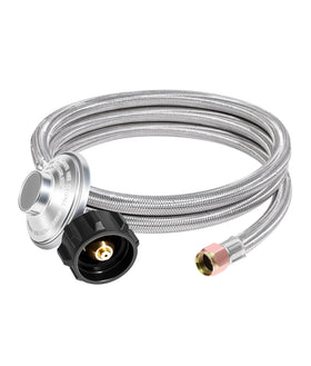 DPB propane hose 6ft with regulator for safe outdoor grilling setups.