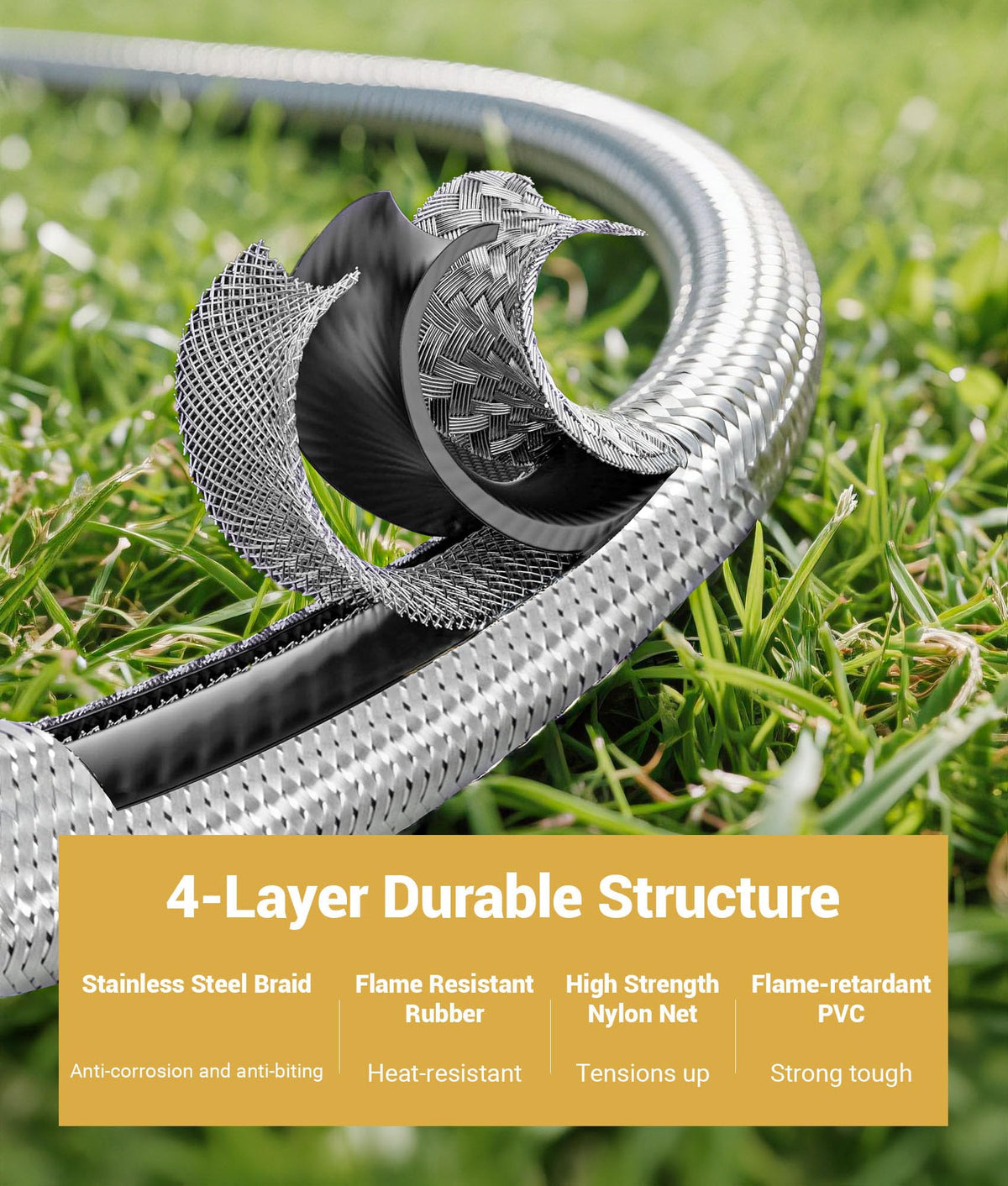 DPB stainless steel braided hose exterior looks rugged and durable
