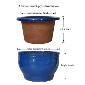 Dphagesy blue outer pot shows water reservoir design for violet care.