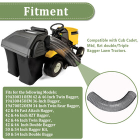Dpwrrot Bagger Flex Hose compatible with 42 and 46 inch twin baggers.
