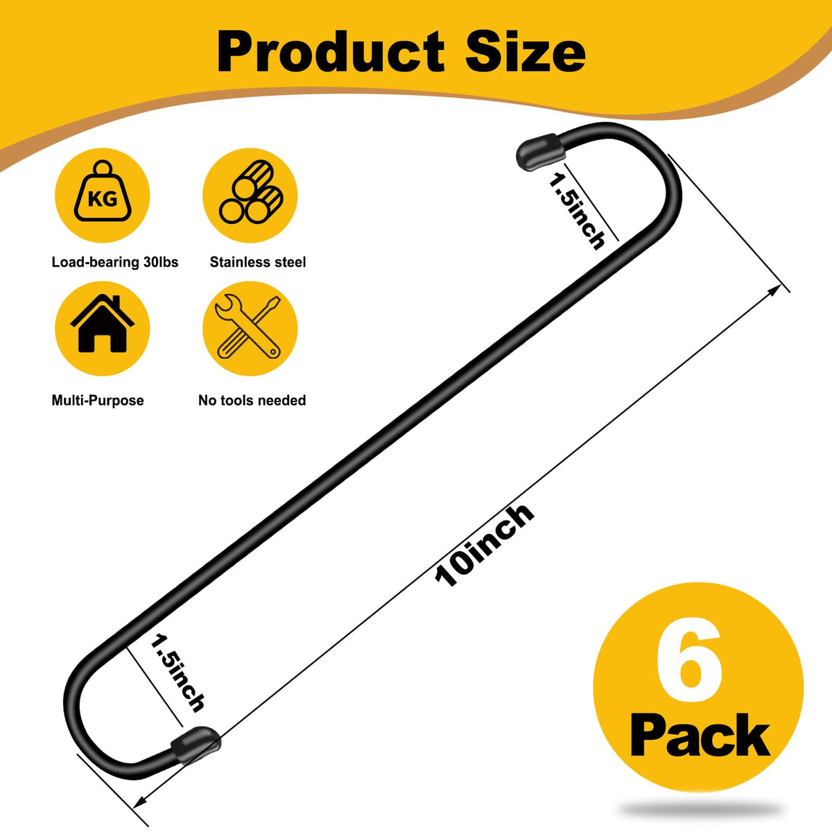 Dpyrrhic heavy-duty black S hook resists bending for reliable use.