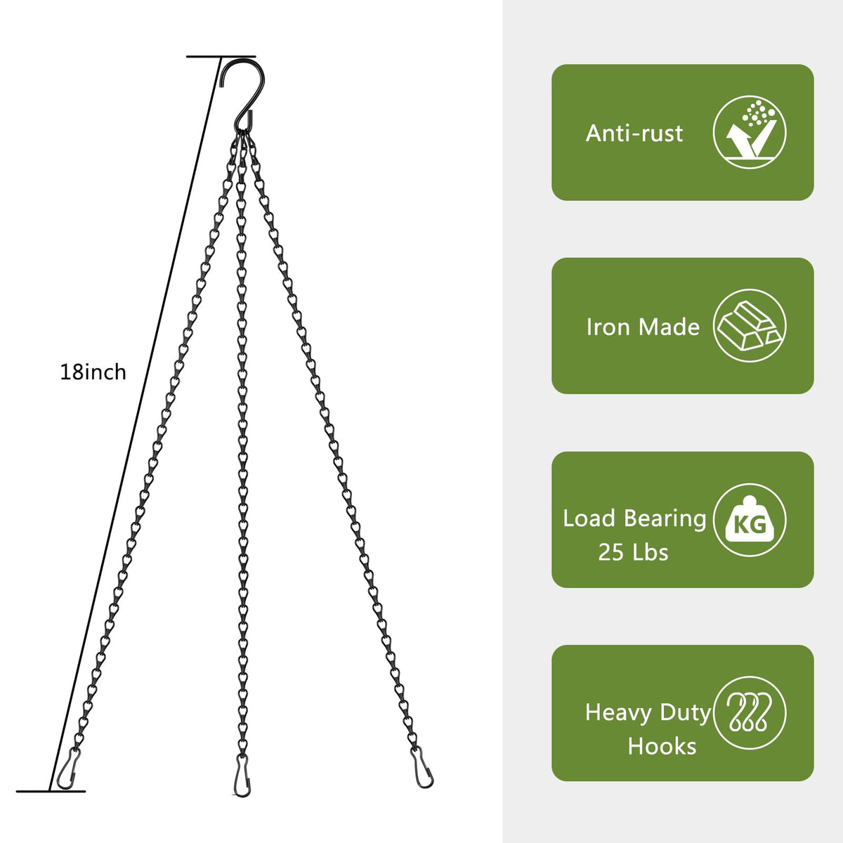 Dpyrrhic adjustable-length chain lets you set the perfect height.