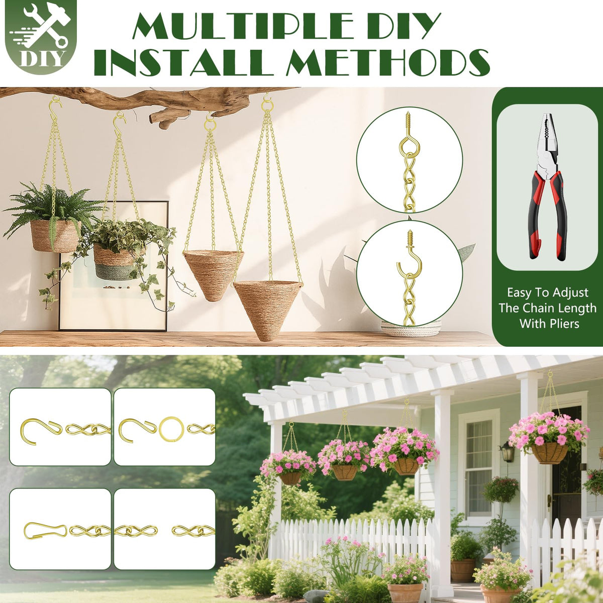 Outdoor installation shows sturdy support for planters and garden accents.