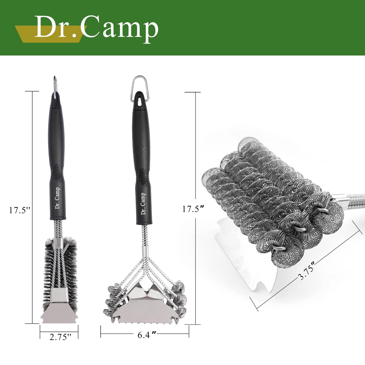 Dr.Camp grill brush ideal for outdoor grills stovetops and baking sheets