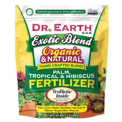 DR EARTH Exotic Blend palm fertilizer boosts lush growth with quick nutrient release