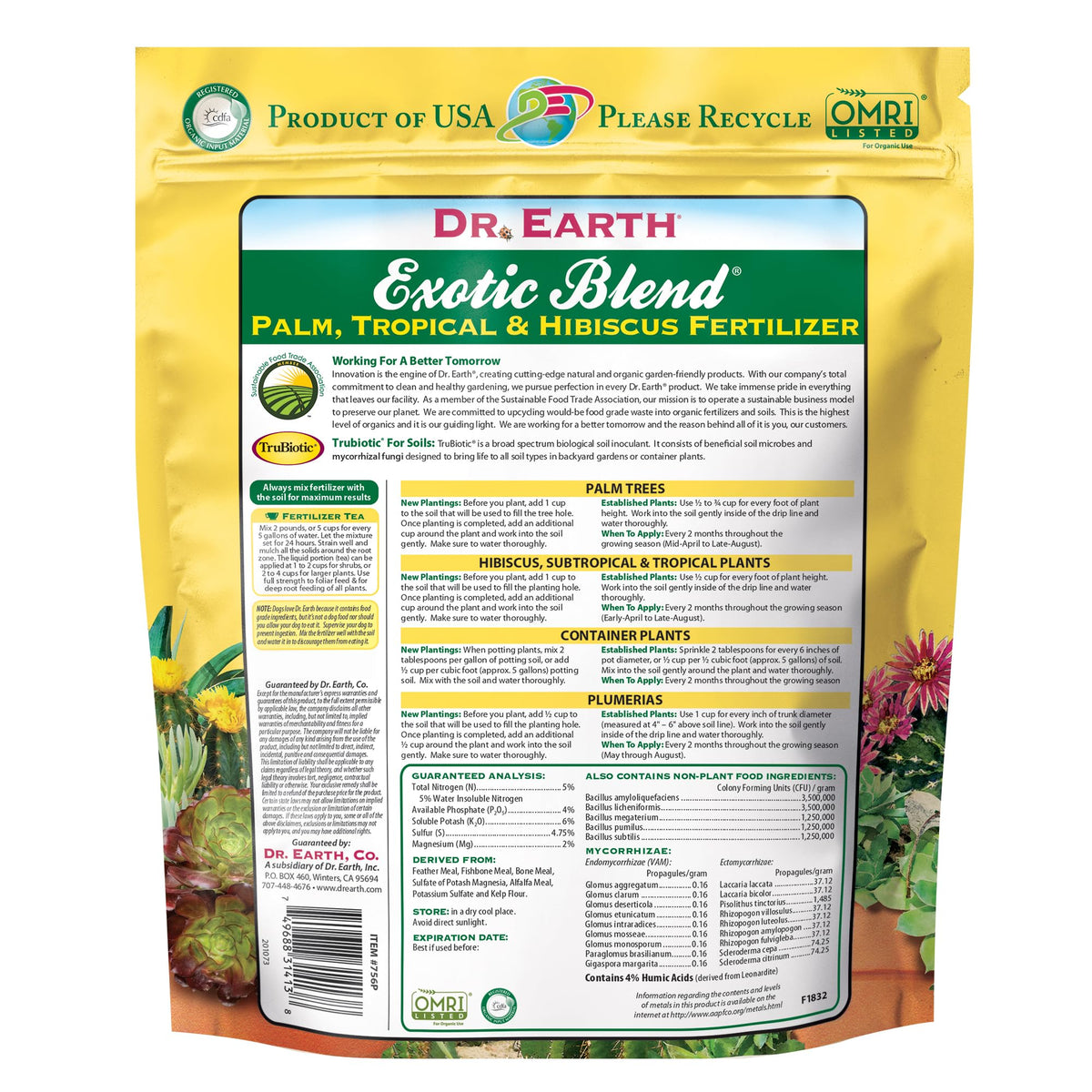 DR EARTH Exotic Blend for tropical plants provides steady feeding for hibiscus and bougainvillea