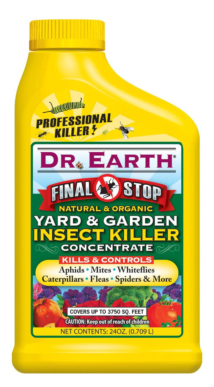 Dr Earth Final Stop yard and garden insect killer concentrate bottle for pet-safe garden pest control