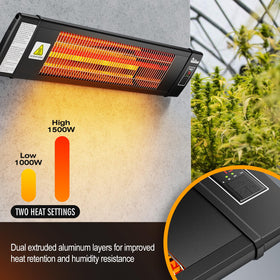 DR. INFRARED HEATER ceiling-mount with hanging chain for flexible installation.