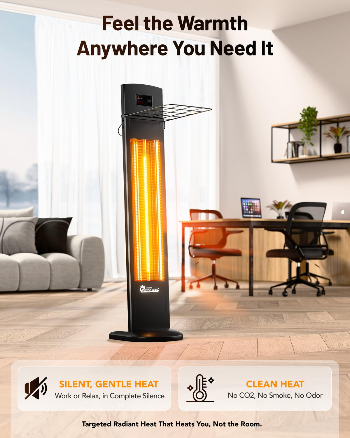 DR. INFRARED HEATER DR-298 remote-control panel for quick warmth adjustments