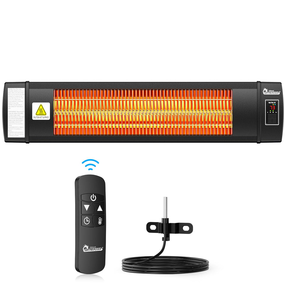 DR. INFRARED HEATER wall-mount in greenhouse delivers space-saving warmth to plants.