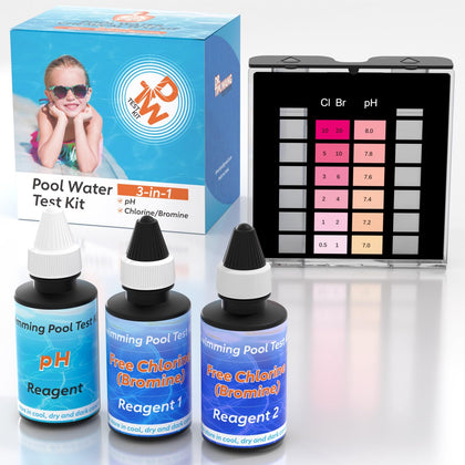 Dr.Tim.Wang 3-Way Test Kit with water sample for quick pool testing.