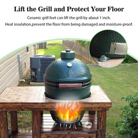 Dracarys ceramic grill feet protect your floor from heat and moisture.