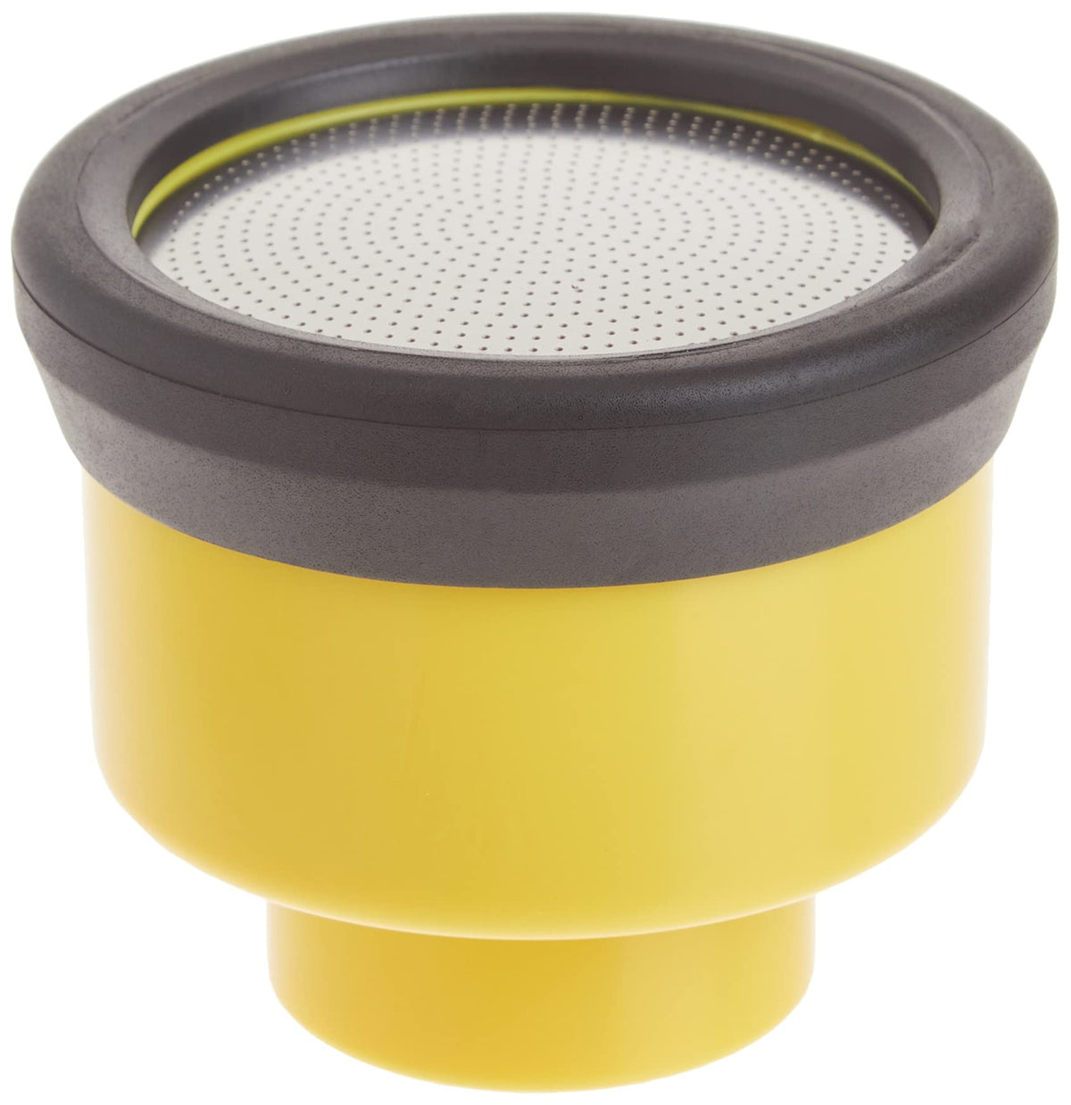 Dramm 750PL yellow nozzle front view showing gentle shower for delicate plants