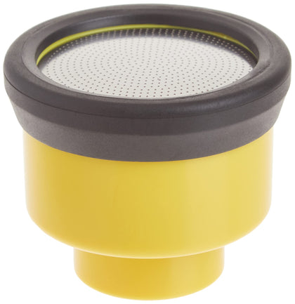 Dramm 750PL yellow nozzle front view showing gentle shower for delicate plants