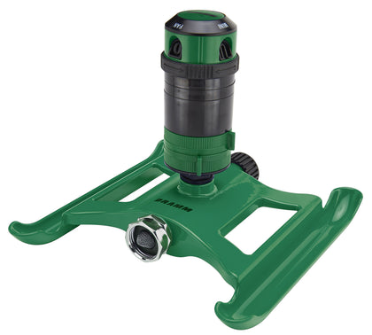 Dramm ColorStorm Gear Drive Sprinkler demonstrates 360-degree coverage for even watering.