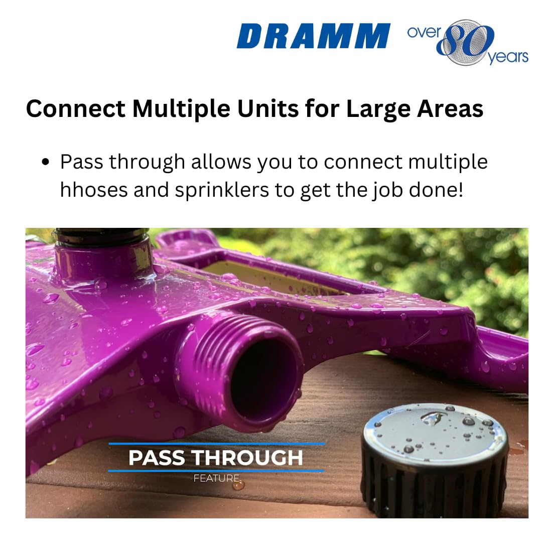 Dramm ColorStorm Color options visible in the lawn for easy identification.